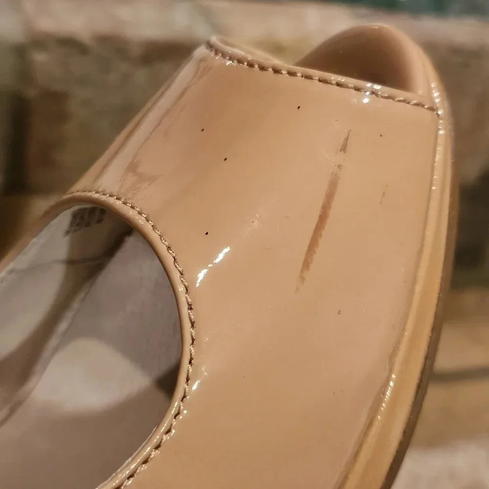 Michael Kors Hamilton Peep Heels Dark Nude Patent Leather Wmns 6.5 - Picture 7 of 16
